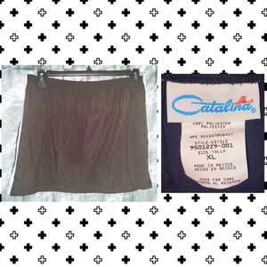 Catalina Black w/White Side Stripes Colorblock Soft Woven Mini Swim Skirt Sz XL